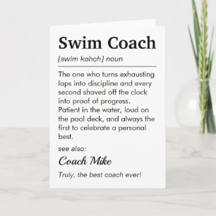 Definitie Zwemcoach Gepersonaliseerd Dank Je Kaart