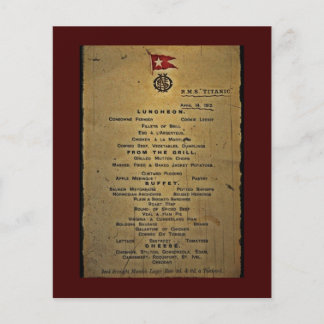 Definitief menu RMS Titanic