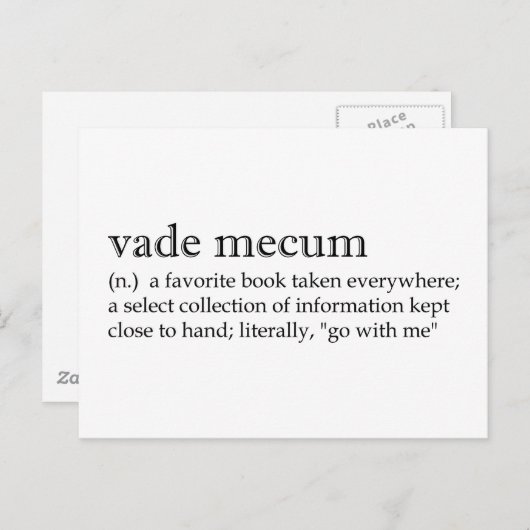 Definities: Vade Mecum Briefkaart (Voorkant / Achterkant)
