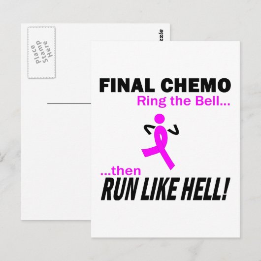 Definitieve chemo run like Hell - Breast Cancer Briefkaart (Voorkant / Achterkant)