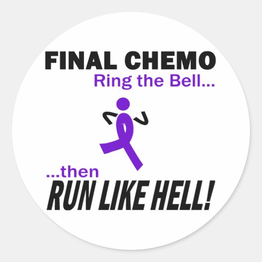 Definitieve Chemo run like Hell - Violet Ribbon Ronde Sticker (Voorkant)