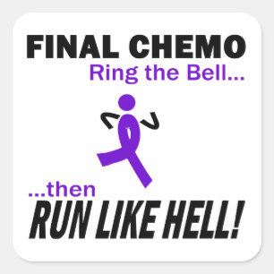 Definitieve Chemo run like Hell - Violet Ribbon Vierkante Sticker