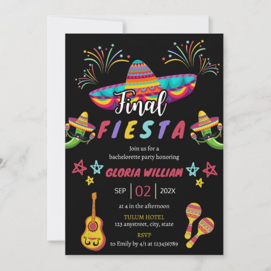 Definitieve Fiesta Mexicaanse Vibrant Bachelorette Kaart (Voorkant)