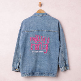 Definitieve Fling Voor Ringnaam Hot Pink Glitter Denim Jacket