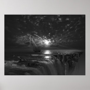 Definitieve grensveer, surrealistische kunst poster