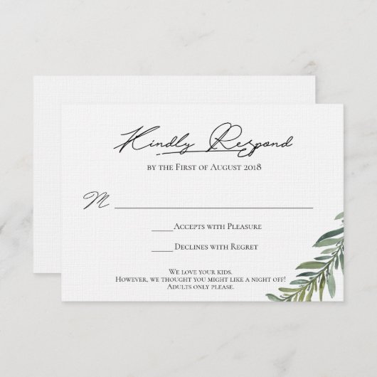 Definitieve RSVP-kaart voor Candice RSVP Kaartje (Voorkant / Achterkant)