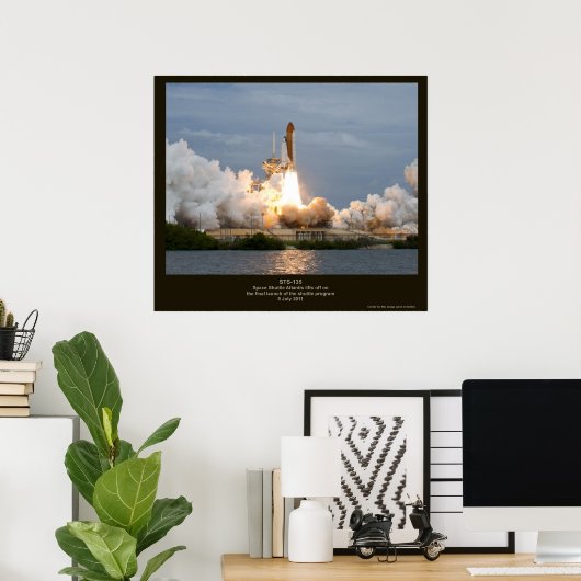 Definitieve Space Shuttle start STS-135 Atlantis Poster (Thuiskantoor)