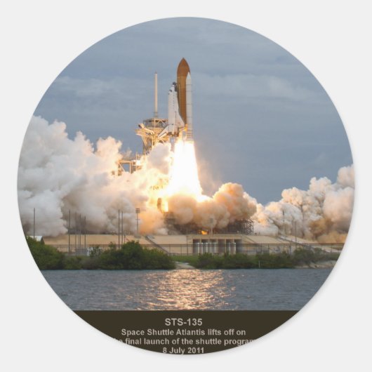 Definitieve Space Shuttle start STS-135 Atlantis Ronde Sticker (Voorkant)