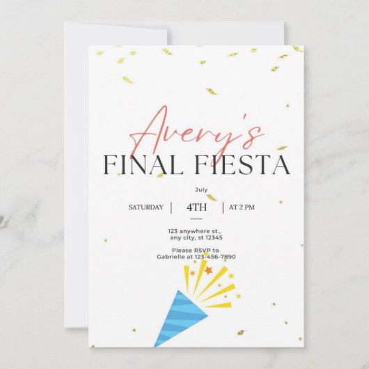 Definitieve uitnodiging van Fiesta Bachelorette (Voorkant)