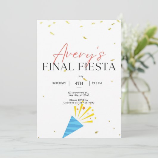 Definitieve uitnodiging van Fiesta Bachelorette (Staand voorkant)