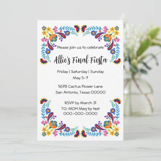 Definitieve uitnodiging van Fiesta Bachelorette (Staand voorkant)