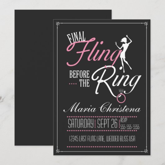 Definitieve uitnodiging van Fling Bachelorette (Voorkant / Achterkant)