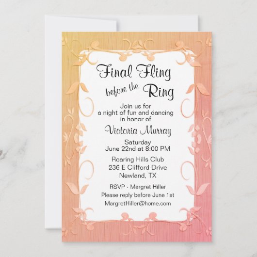 Definitieve uitnodiging van Fling Bachelorette (Achterkant)