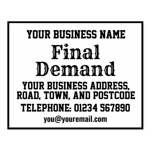 Definitieve vraag met naam, adres, enz. rubberstempel (Afrduk)