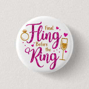 Definitieve Vrijgezellenfeest Glitter Roze Bruids  Ronde Button 3,2 Cm
