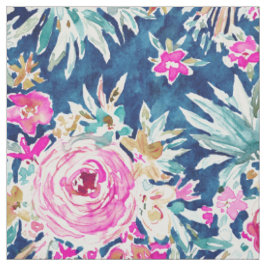DEFLORABLE Pink Blue Waterverf Floral Stof