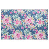 DEFLORABLE Pink Blue Waterverf Floral Stof (Fat Quarter)
