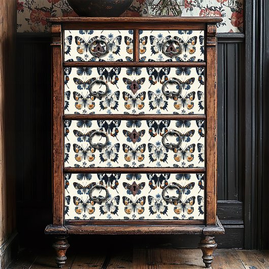 Deflt Blauw Geel Rustieke Bloemvlinder Tissuepapier