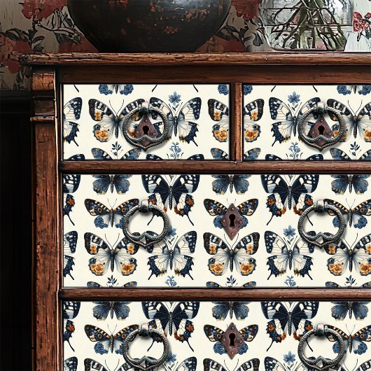  Deflt Blauw Geel Rustieke Bloemvlinder Tissuepapier