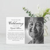 Deft Black Calligraphy Celebration of Life Funeral Bedankkaart (Staand voorkant)