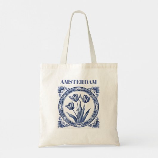 Deft Blue Tulip Amsterdam Souvenir Tote Bag (Achterkant)