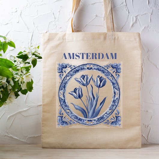 Deft Blue Tulip Amsterdam Souvenir Tote Bag