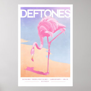 Deftones Gig Poster Roze Flamingo Kunstprint (A3