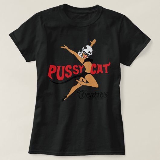 Defunct Pussy Cat Theatre Logo Slightly Distressed T-shirt (Design voorkant)