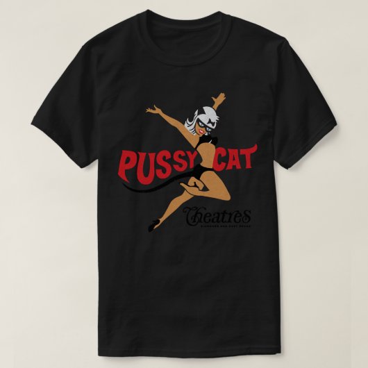 Defunct Pussy Cat Theatre Logo Slightly Distressed T-shirt (Design voorkant)