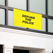 Defund De Politie geel zwart moderne typografie Spandoek (Buitenkant Gebouw)