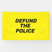 Defund De Politie geel zwart moderne typografie Spandoek (Horizontaal)