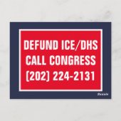 Defund DHS/ICE Congress Call to Action Briefkaart (Achterkant)