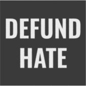 "Defund Hate" stop haat zwarte witte Sticker (Voorkant)