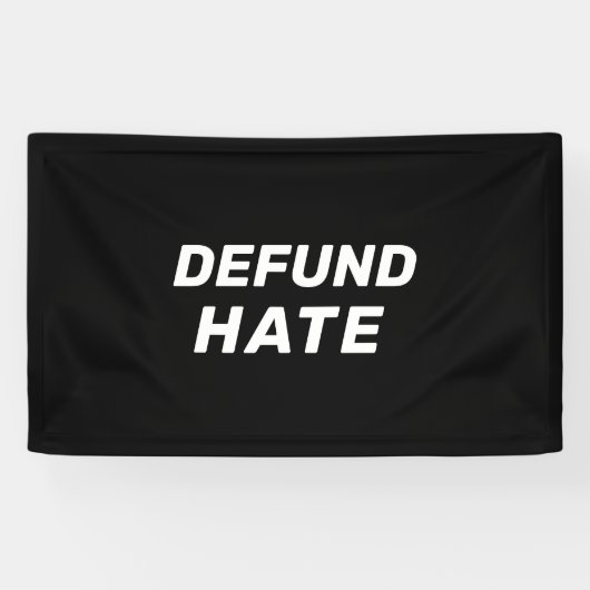 "Defund Hate" zwart wit Spandoek (Horizontaal)