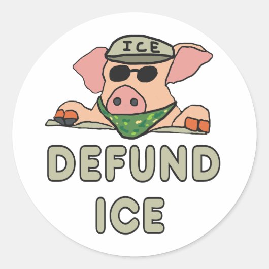 Defund ICE Ronde Sticker (Voorkant)