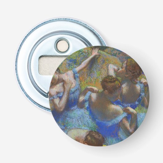 Degas Blauwe Dansers Pastel Kunst Meesterwerk Button Flesopener (Voorkant)