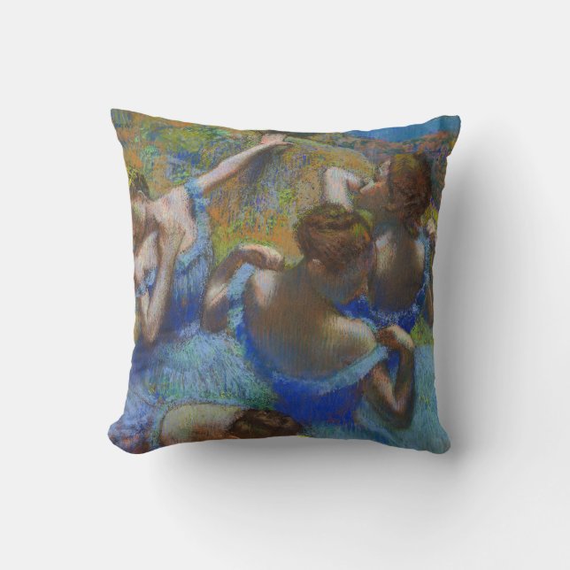 Degas Blauwe Dansers Pastel Kunst Meesterwerk Kussen (Voorkant)