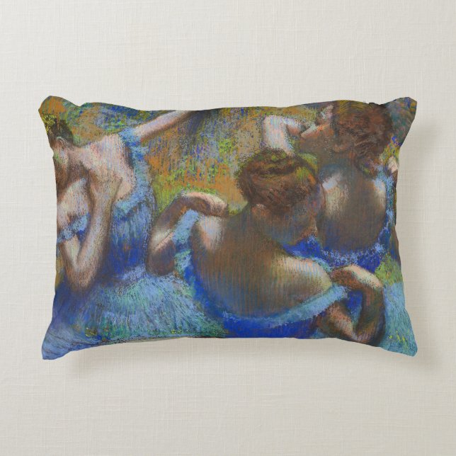 Degas Blue Dancers Pastel Fine Art Masterpiece Accent Kussen (Voorkant)