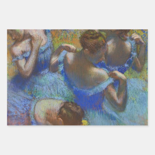 Degas Blue Dancers Pastel Fine Art Masterpiece Inpakpapier Vel (Voorkant 3)