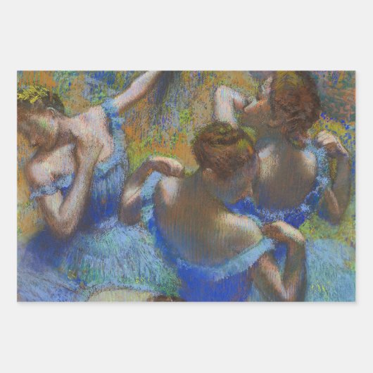 Degas Blue Dancers Pastel Fine Art Masterpiece Inpakpapier Vel (Voorkant 2)