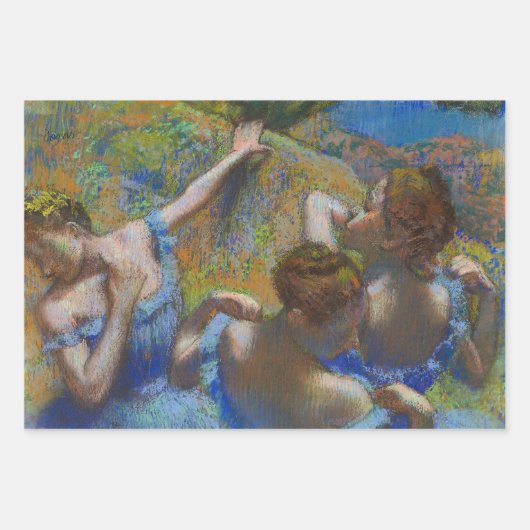 Degas Blue Dancers Pastel Fine Art Masterpiece Inpakpapier Vel (Voorkant)