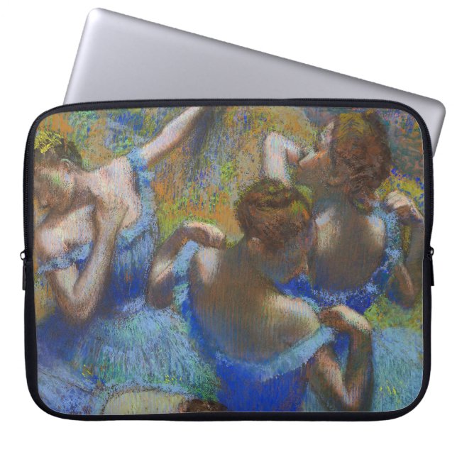 Degas Blue Dancers Pastel Fine Art Masterpiece Laptop Sleeve (Voorkant)