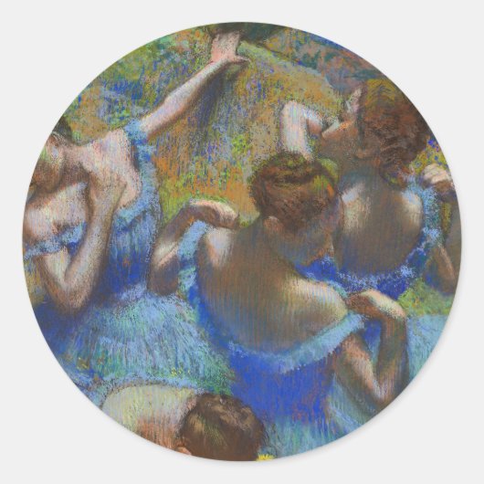 Degas Blue Dancers Pastel Fine Art Masterpiece Ronde Sticker (Voorkant)