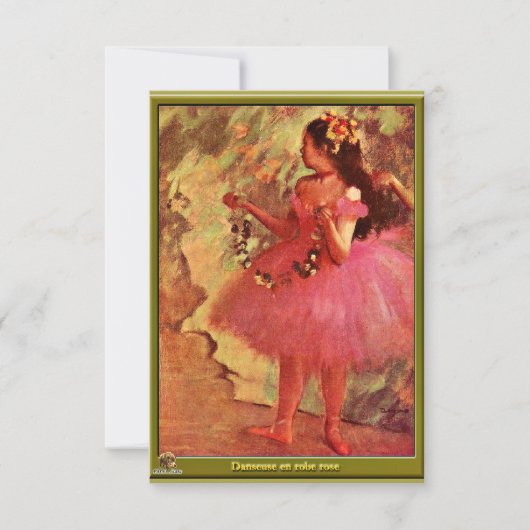 Degas - danser in roze jurk bedankkaart (Voorkant)