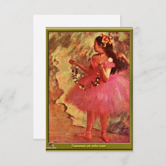 Degas - danser in roze jurk bedankkaart (Voorkant / Achterkant)