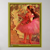 Degas - danser in roze jurk poster (Voorkant)