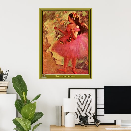 Degas - danser in roze jurk poster (Thuiskantoor)