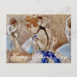 Degas danser met blauw lint briefkaart