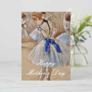 Degas danser met blauw lint feestdagenkaart