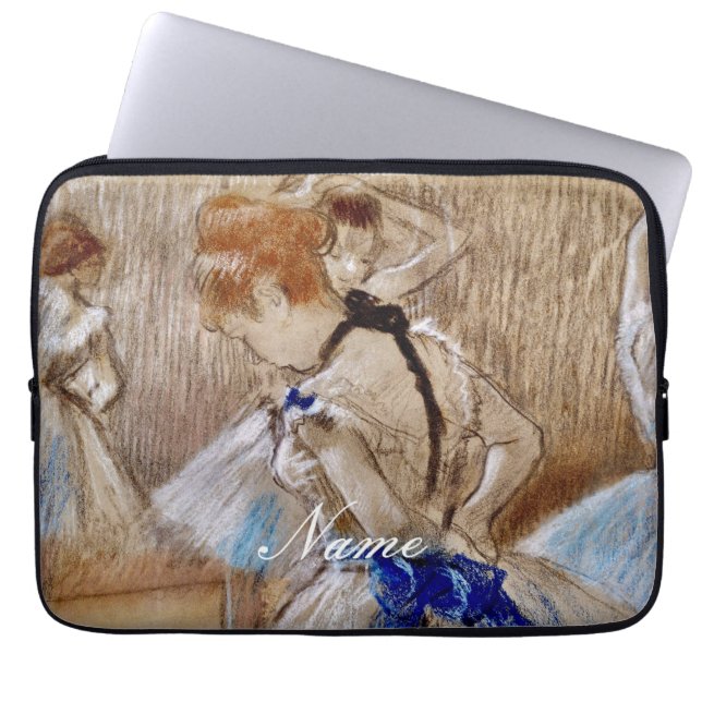 Degas danser met blauw lint laptop sleeve (Voorkant)